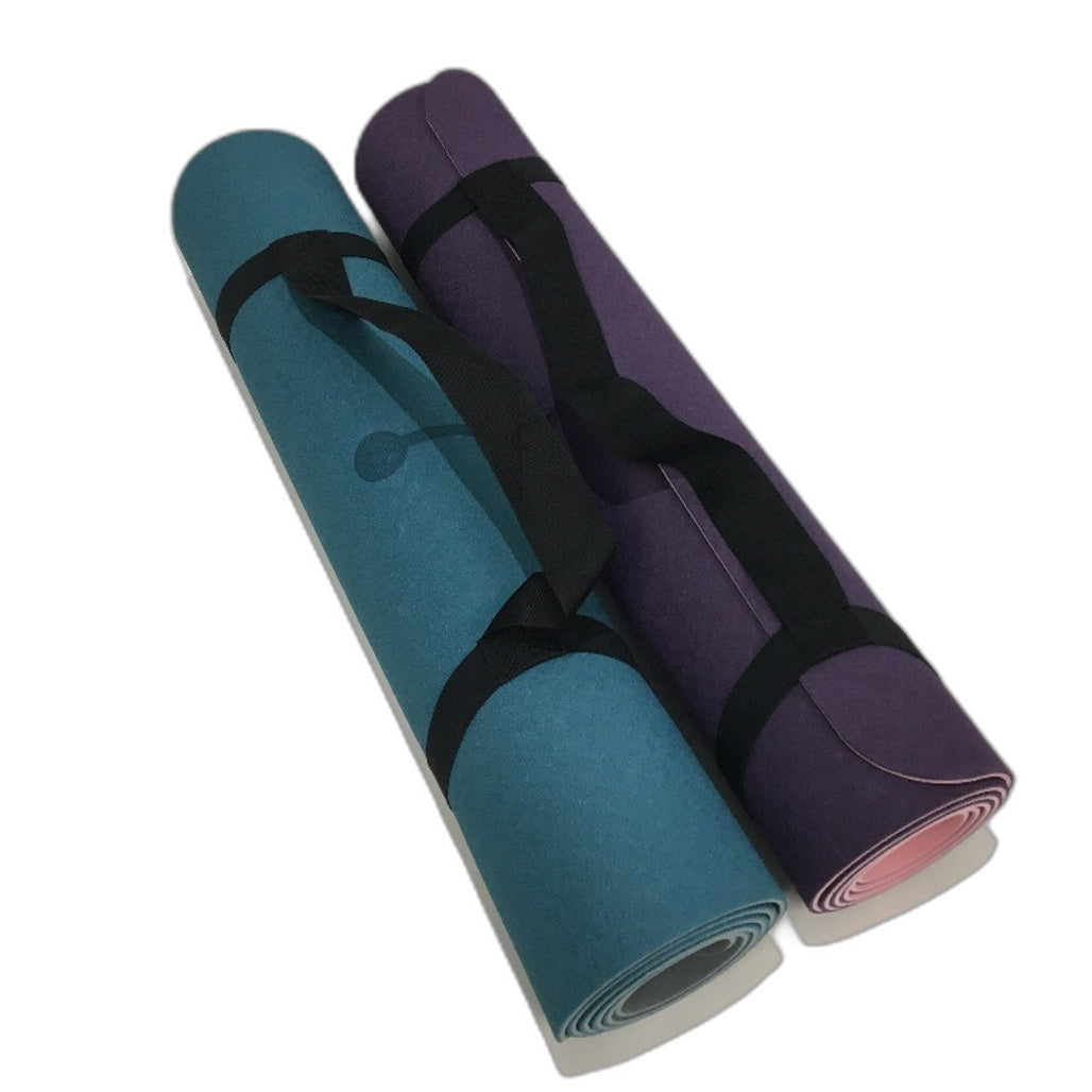 2 Pack Yoga Mats Reversible Purple & Pink, Teal & Grey Thin Patterned Anti Slip