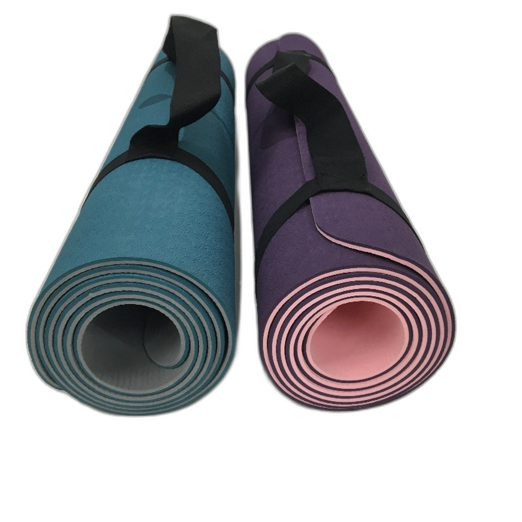 2 Pack Yoga Mats Reversible Purple & Pink, Teal & Grey Thin Patterned Anti Slip