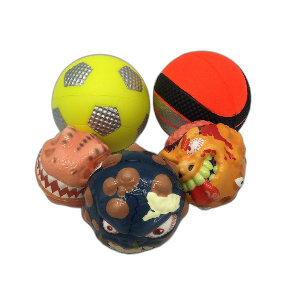 5 Pack Assorted Mini Grip Squishy Foam Balls Kids Play Character & Soft Balls