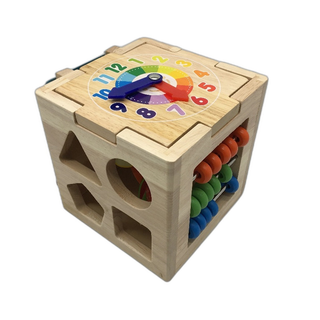 Time Teacher Shape Sorter Wooden Activity Cube Ages 12+Months NEW