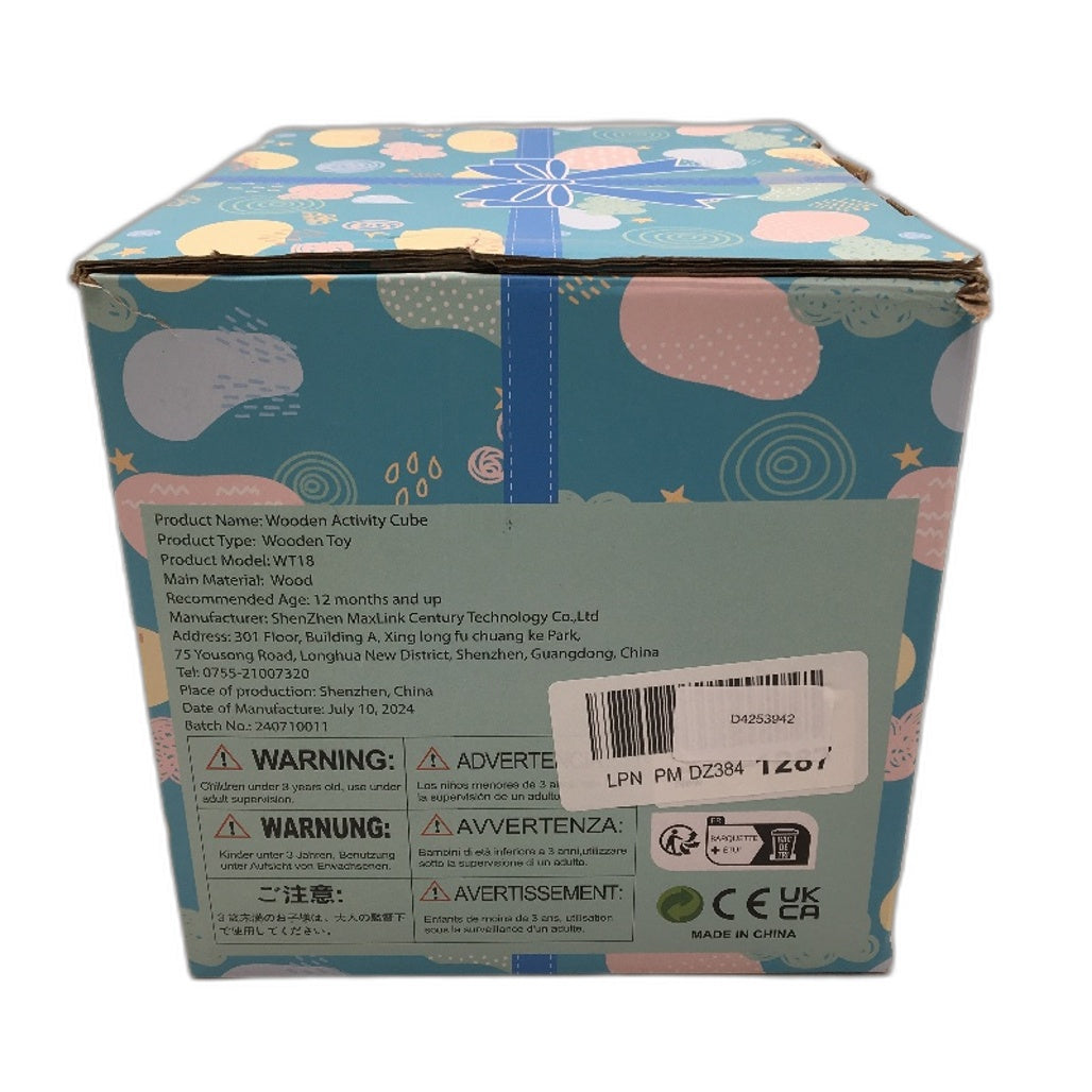 Time Teacher Shape Sorter Wooden Activity Cube Ages 12+Months NEW