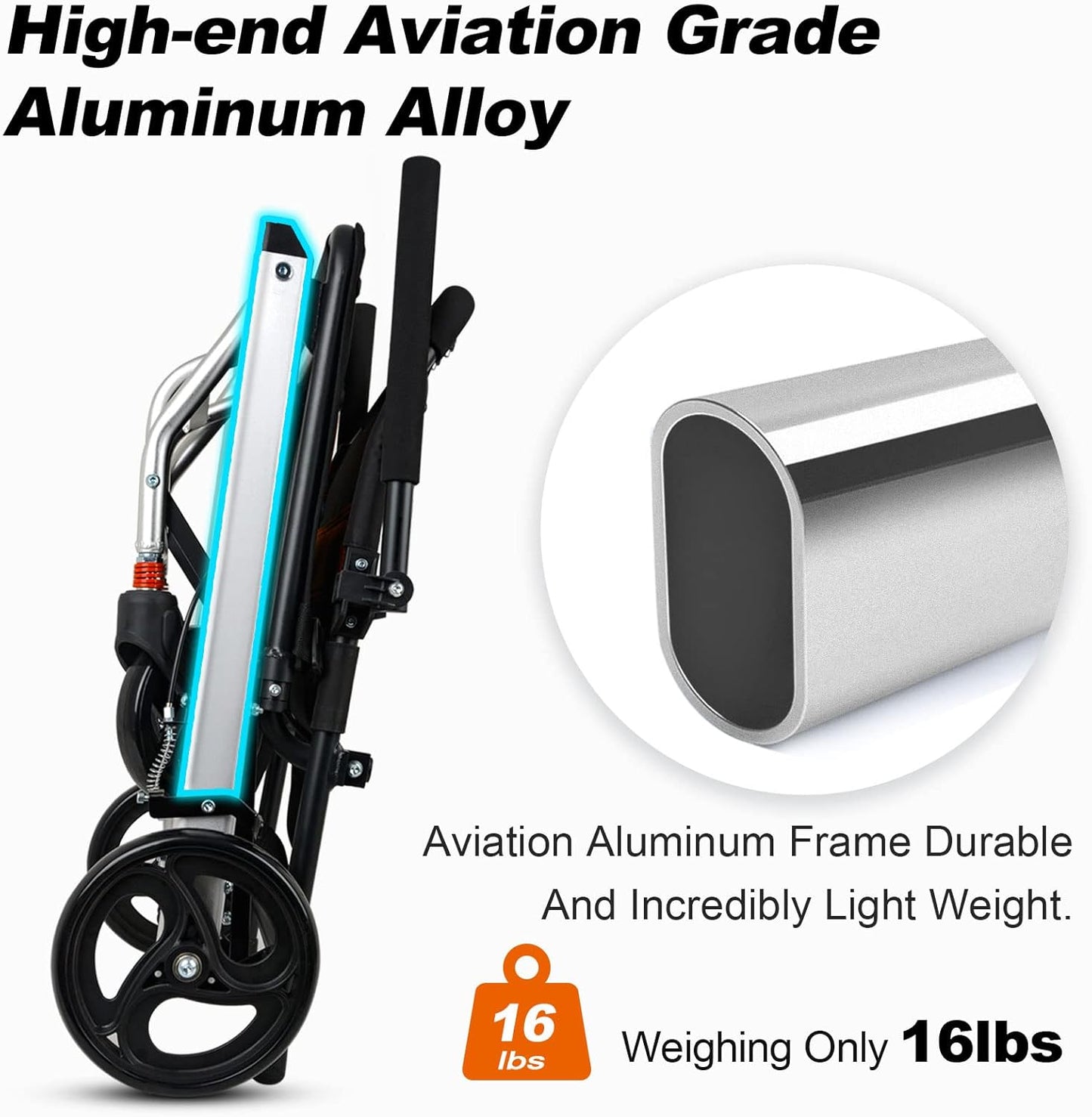 Tripaide Foldable Lightweight Patient Transfer Compact Wheelchair Adults NEW