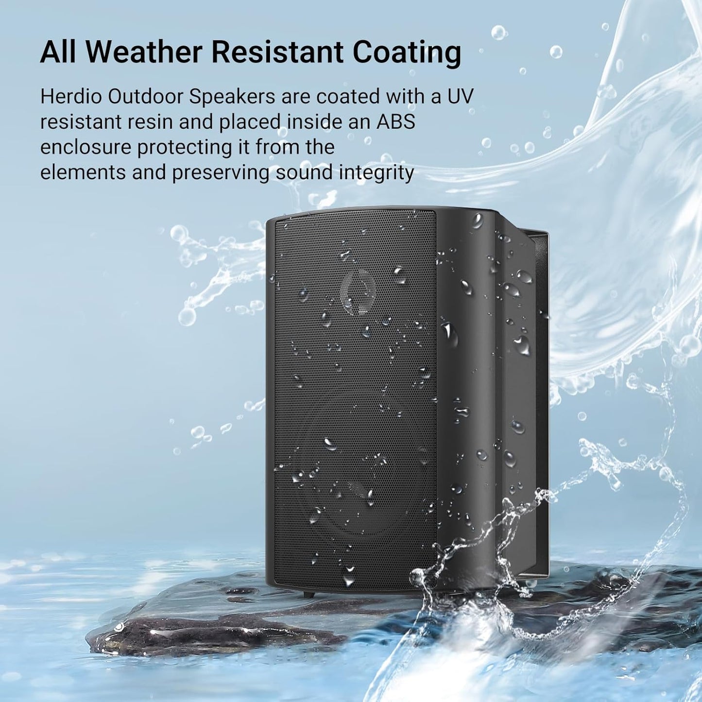 Herdio 4" Outdoor Speakers Indoor Wall Mount Speakers Waterproof Bluetooth NEW