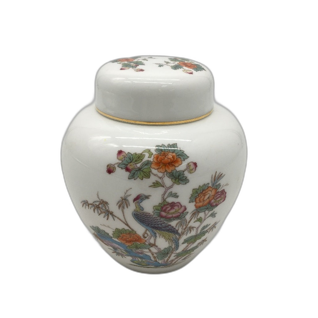 VINTAGE Wedgwood Bone China Made In England Kutani Crane Ginger Jar With Lid