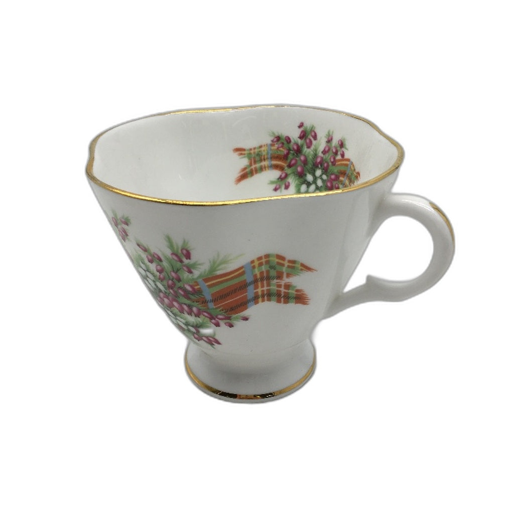 VINTAGE Windsor Bone China Made In England Mistletoe Demitasse 2Pce Tea Cup Set