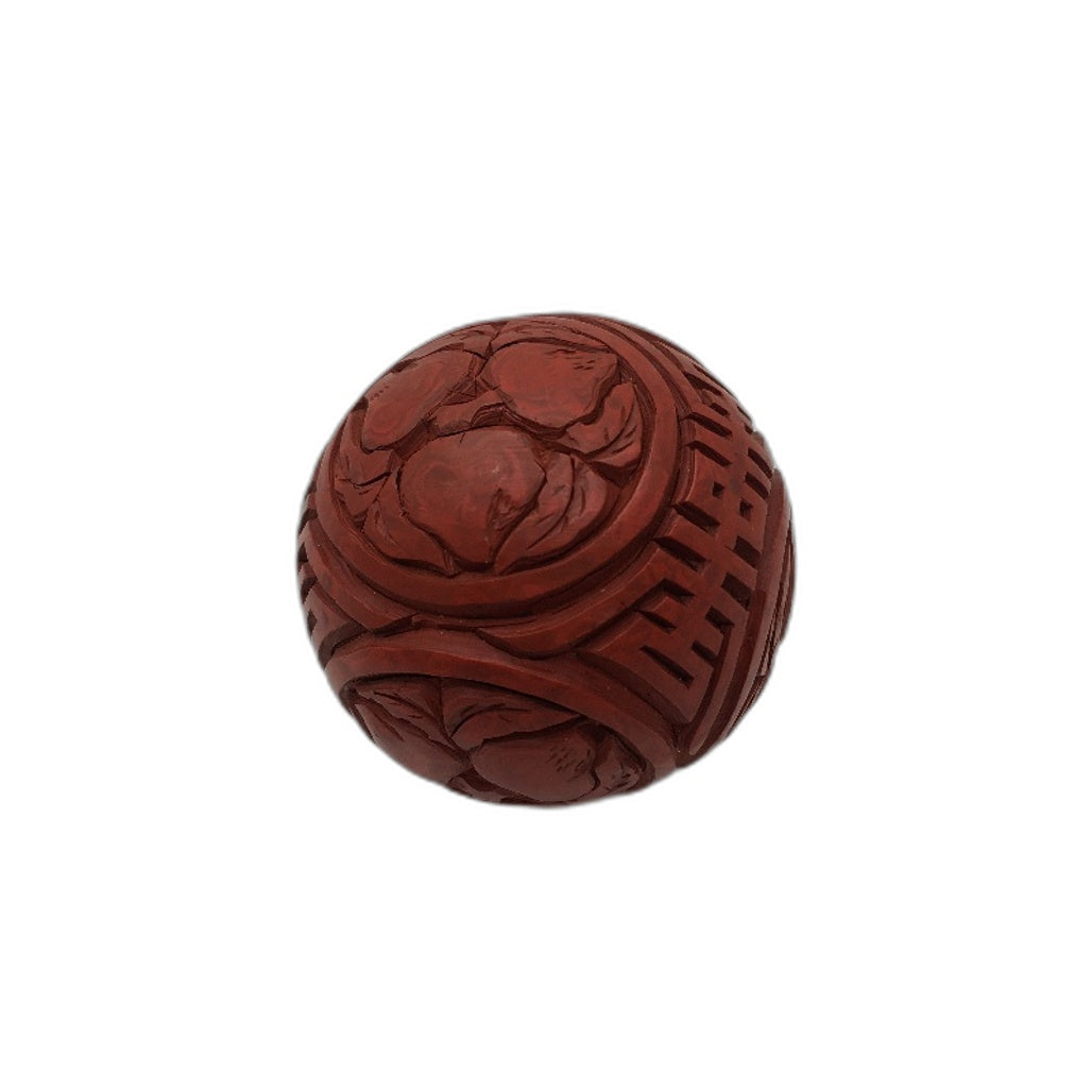 VINTAGE Etched Red Wooden Baoding Chinese Exercise Stress Balls In Storage Box