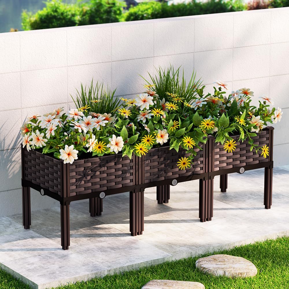 Green Fingers Rectangle Garden Bed Flower Vegetable Planter Box 120 x 40cm NEW