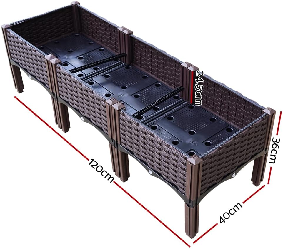 Green Fingers Rectangle Garden Bed Flower Vegetable Planter Box 120 x 40cm NEW