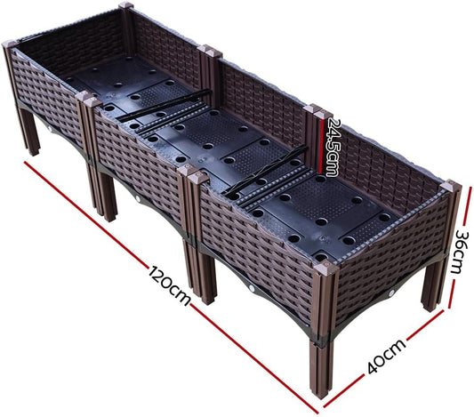 Green Fingers Rectangle Garden Bed Flower Vegetable Planter Box 120 x 40cm NEW