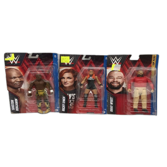 Mattel 2021/2 WWE Wrestling 3 Pce Figurine Pack Inc Becky Lynch Bray Wyatt NEW