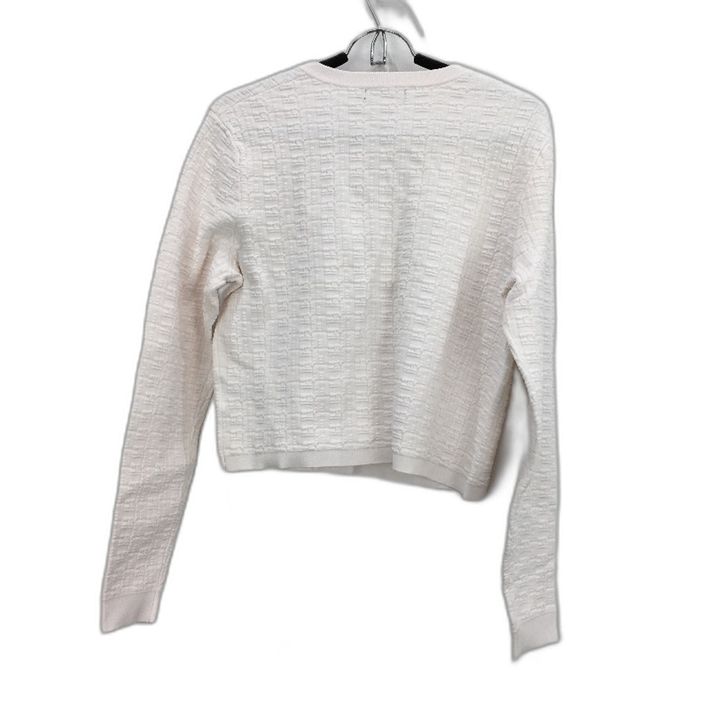 Portmans Kelly Long Sleeve Textured White Cardigan for Women – Medium, Viscose/Nylon NEW