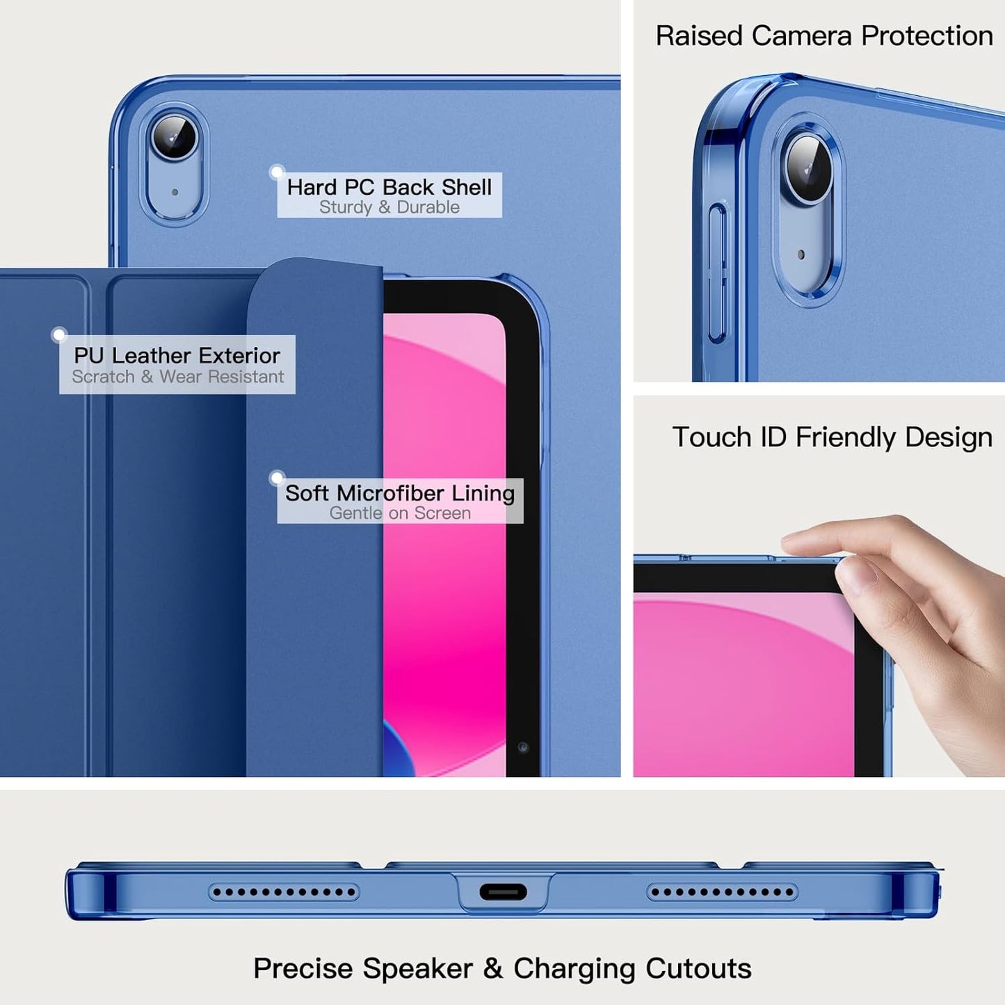 JETech Navy Cases Blue Protective Case for New iPad 11 Inch 2025 & 10th Gen DEMO
