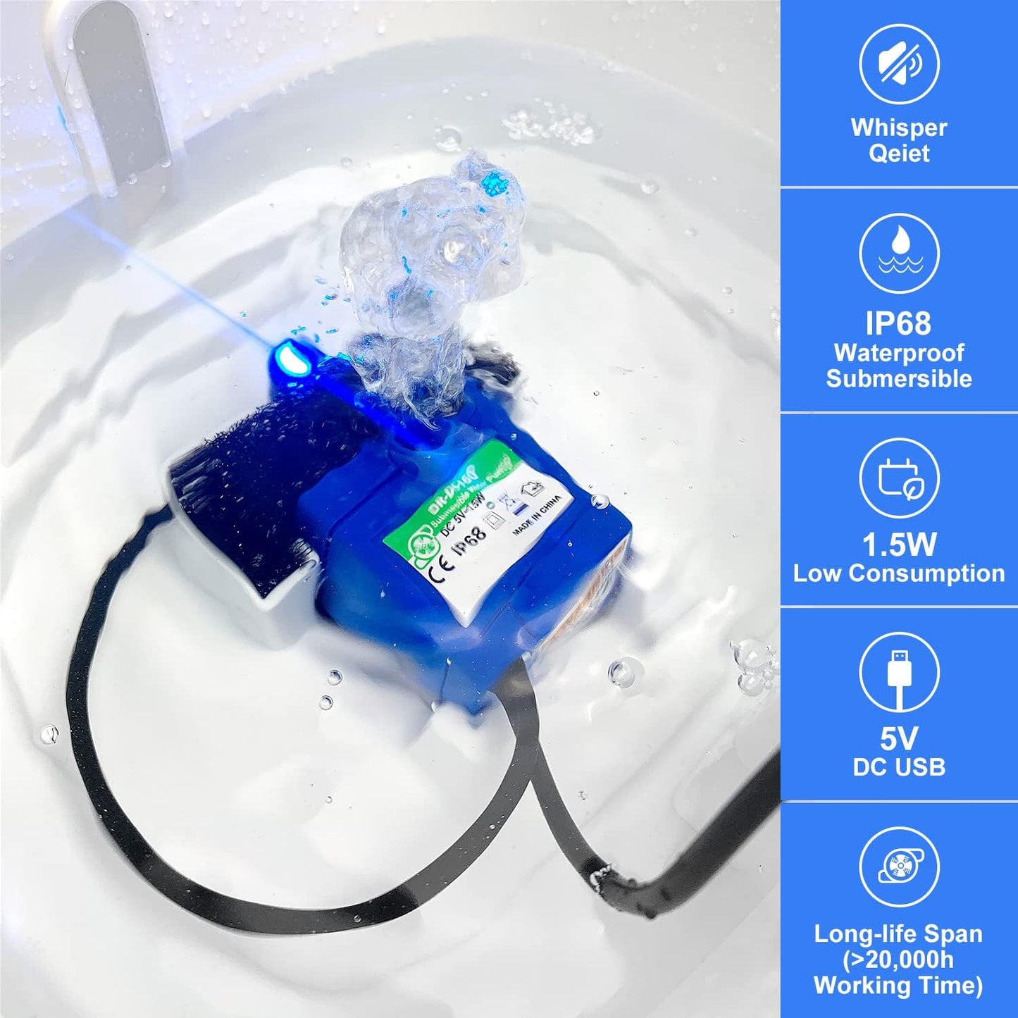 MAOCG Blue Fountains Pet Water Fountain Pump Replacement Accessory for DEMO