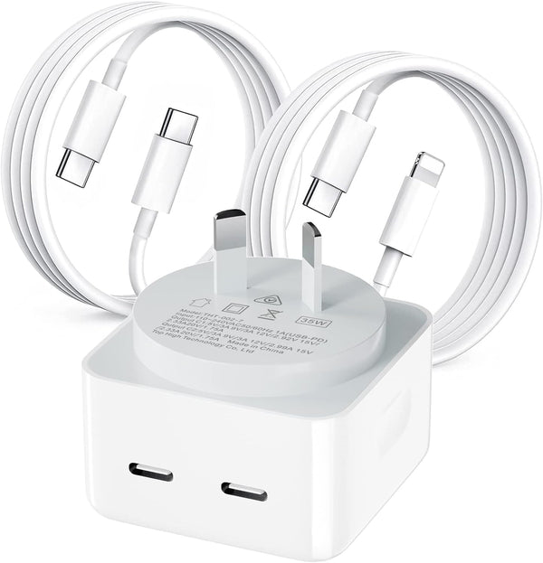 Anytrox 35W Mains Chargers Dual USB-C Charger with Lightning Cable for DEMO