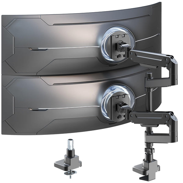 IMtKotW Premium Aluminium Dual Monitor Stand for 17-49 Inch Screens - Black DEMO