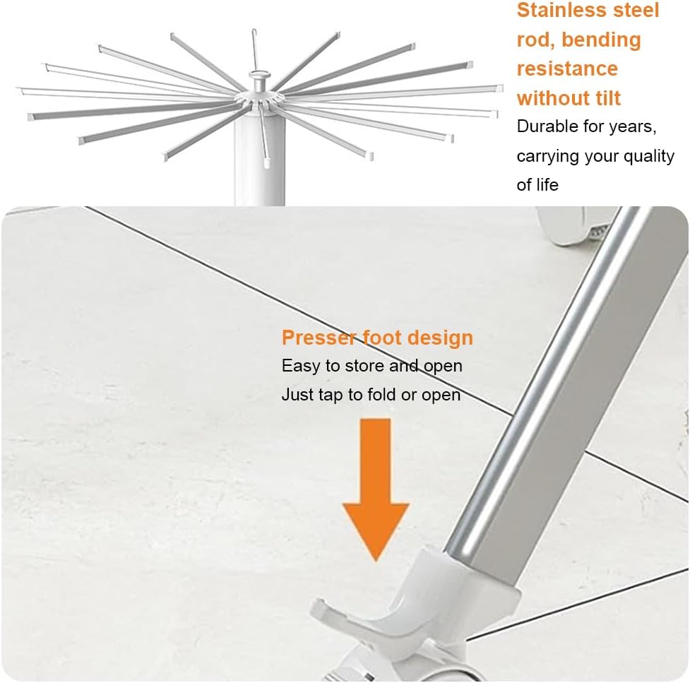 MTSDM 360° Rotating Foldable Clothes Drying Rack, Standing Dry White NEW