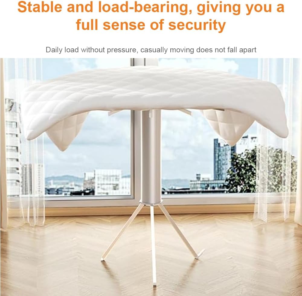 MTSDM 360° Rotating Foldable Clothes Drying Rack, Standing Dry White NEW