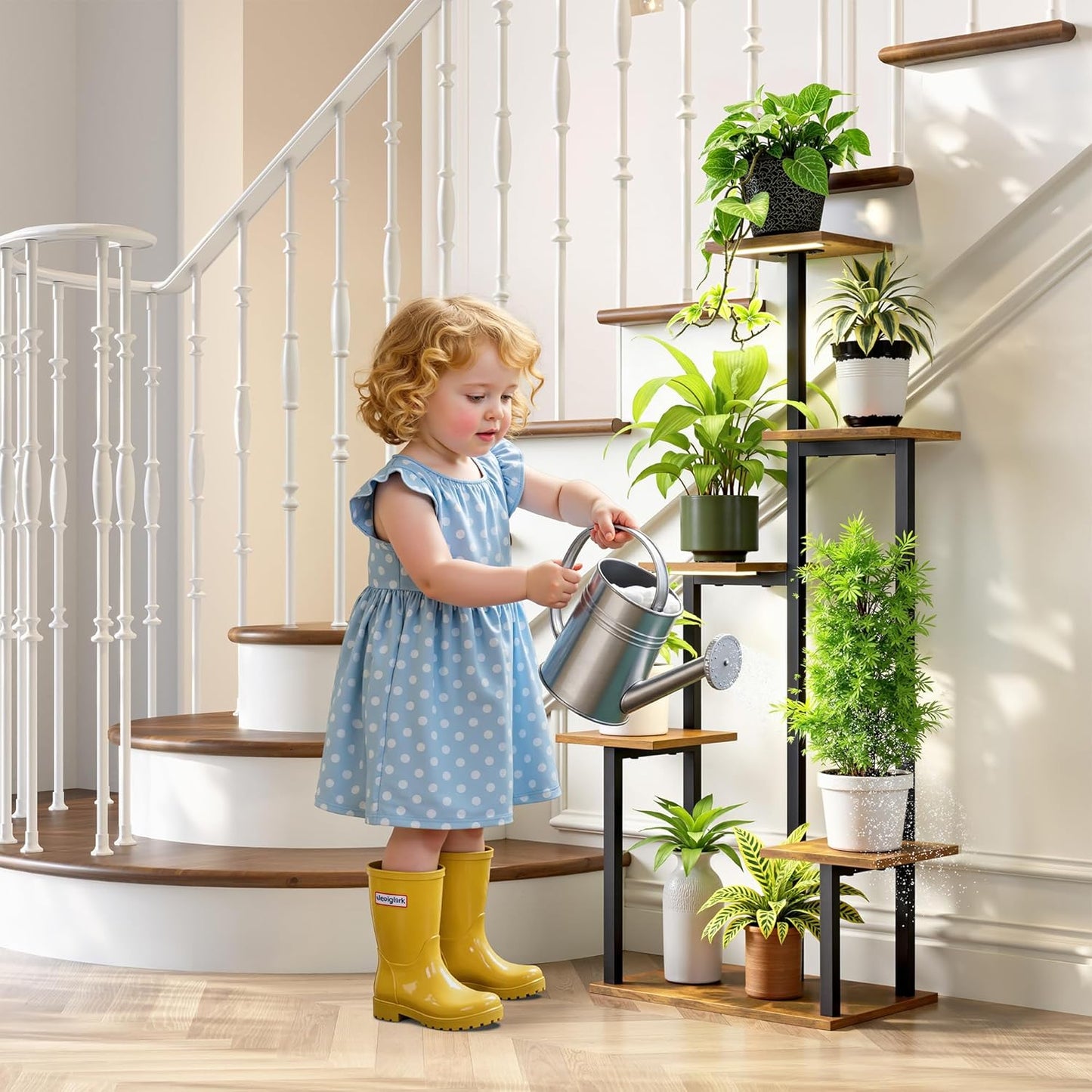 GoTiling 6-Tier Stands Tall Metal Plant Stand with Grow Lights for Indoor DEMO