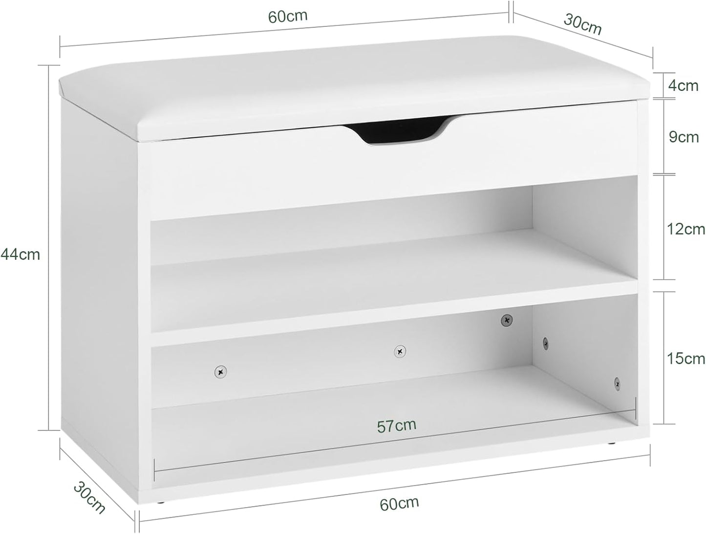 SoBuy White Storage Bench with Padded Folding Cushion Seat & Shoe Rack DEMO