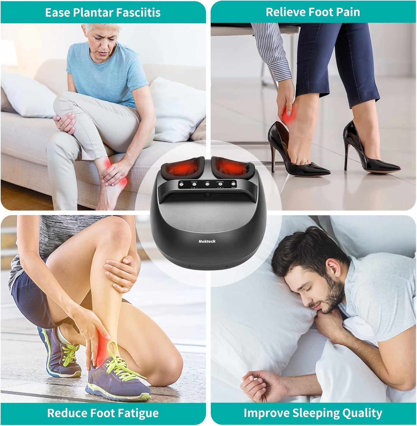 Nekteck Foot Massager Machine with Heat Shiatsu Deep Kneading DEMO
