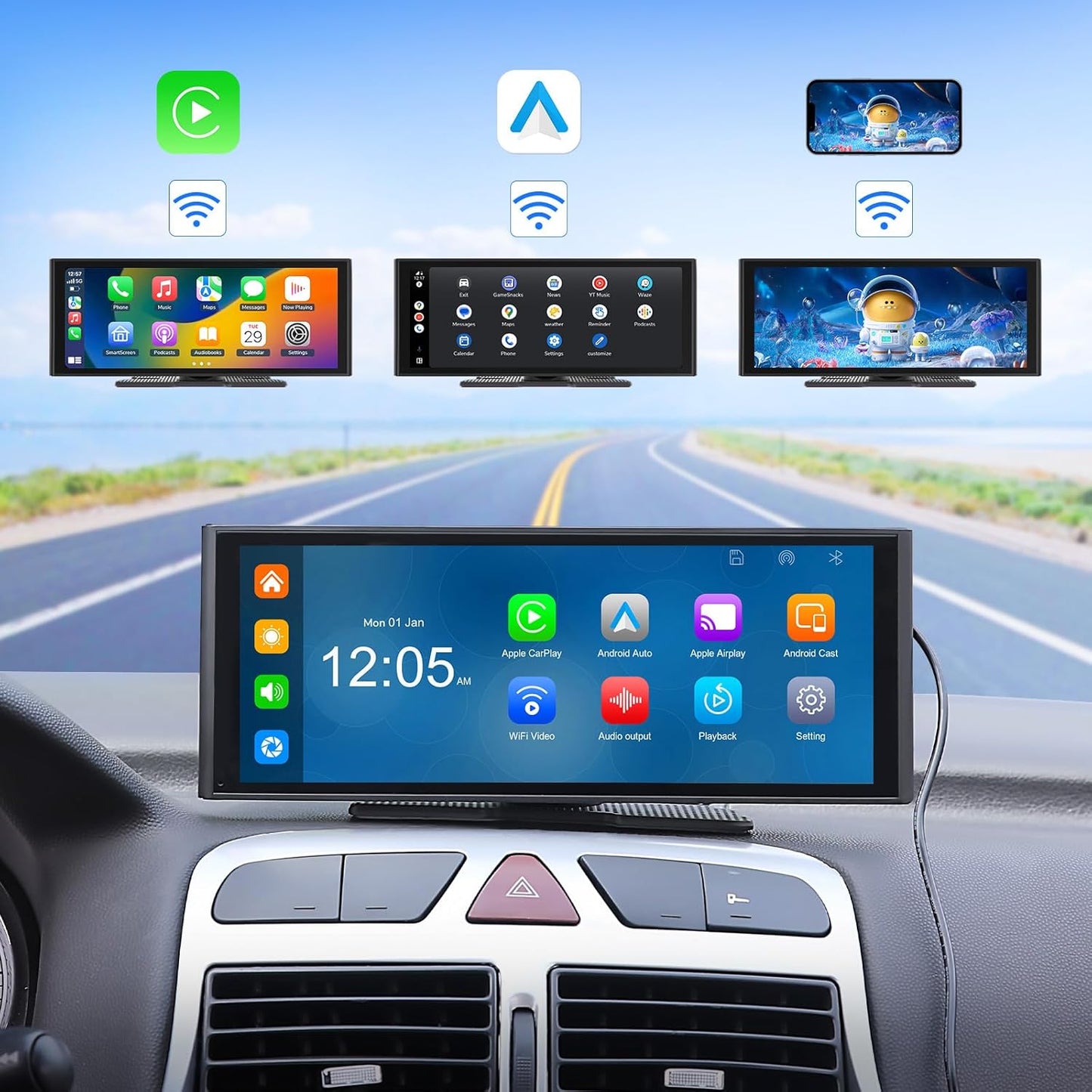 Eonon Wireless CarPlay Android Auto In-Dash Stereo Receiver Portable Radio NEW