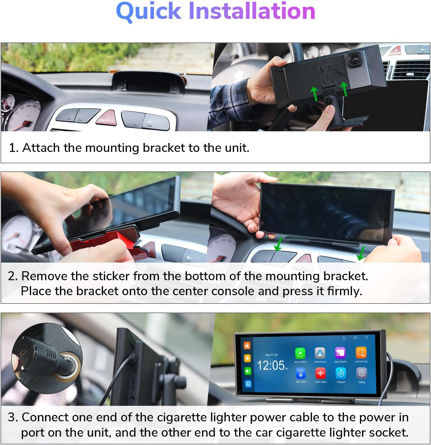 Eonon Wireless CarPlay Android Auto In-Dash Stereo Receiver Portable Radio NEW