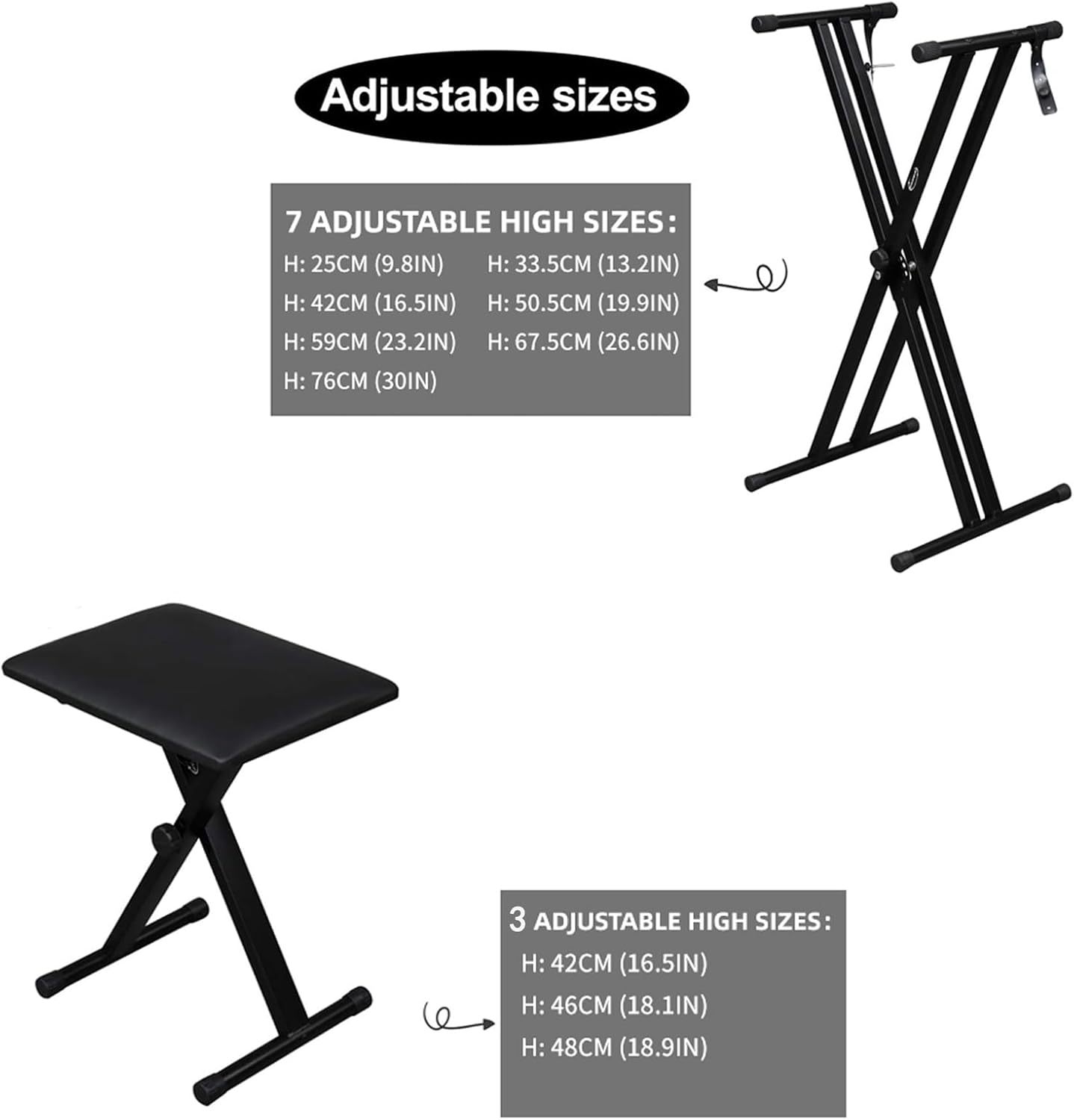 Sulishang Adjustable Accessories Portable Piano Keyboard Stand and Bench NEW