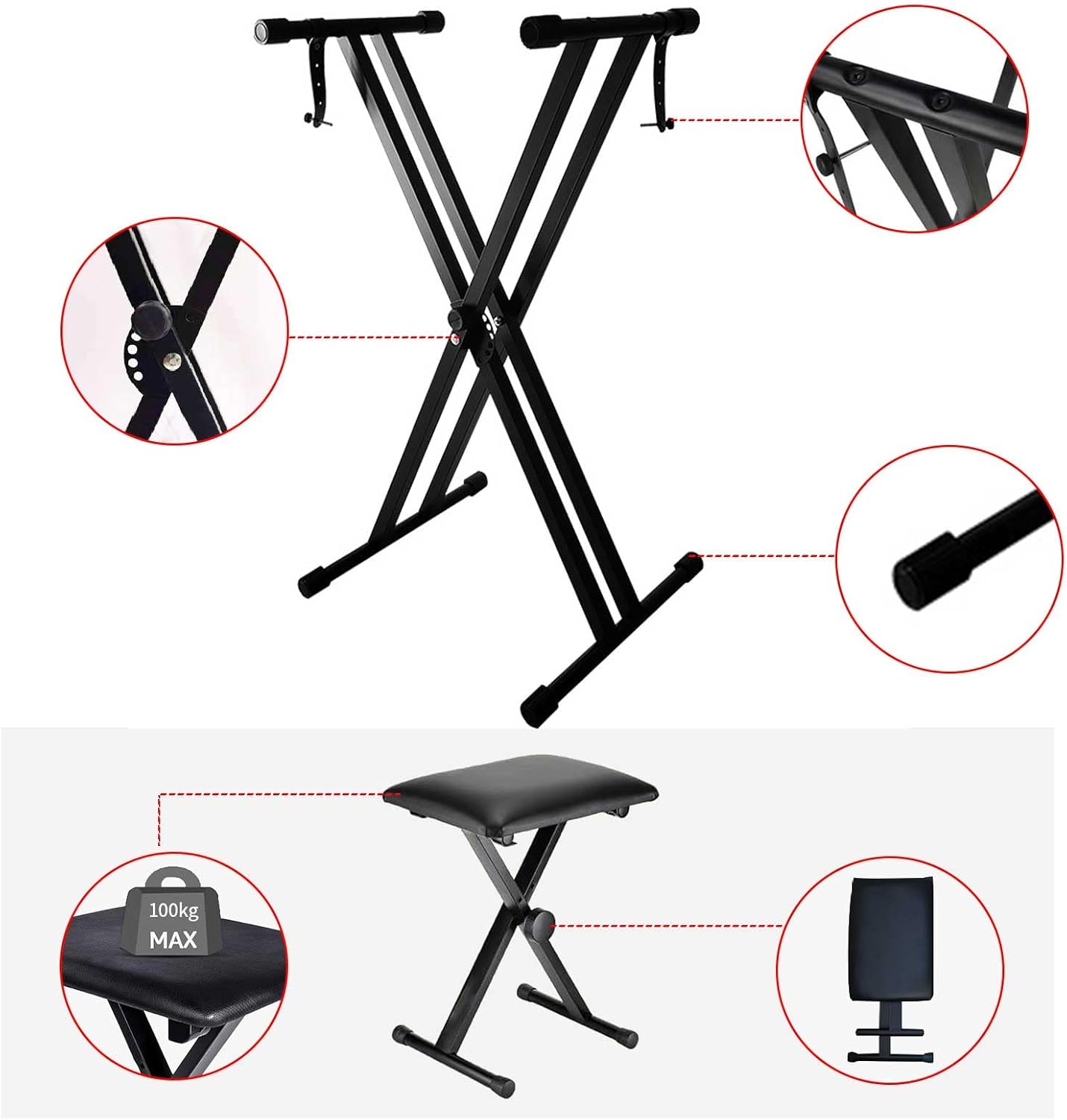 Sulishang Adjustable Accessories Portable Piano Keyboard Stand and Bench NEW