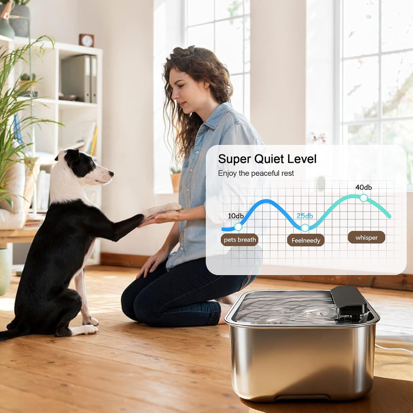 MAOCG Large Fountains 12L/3.2Gal Stainless Steel Automatic Dog Water DEMO