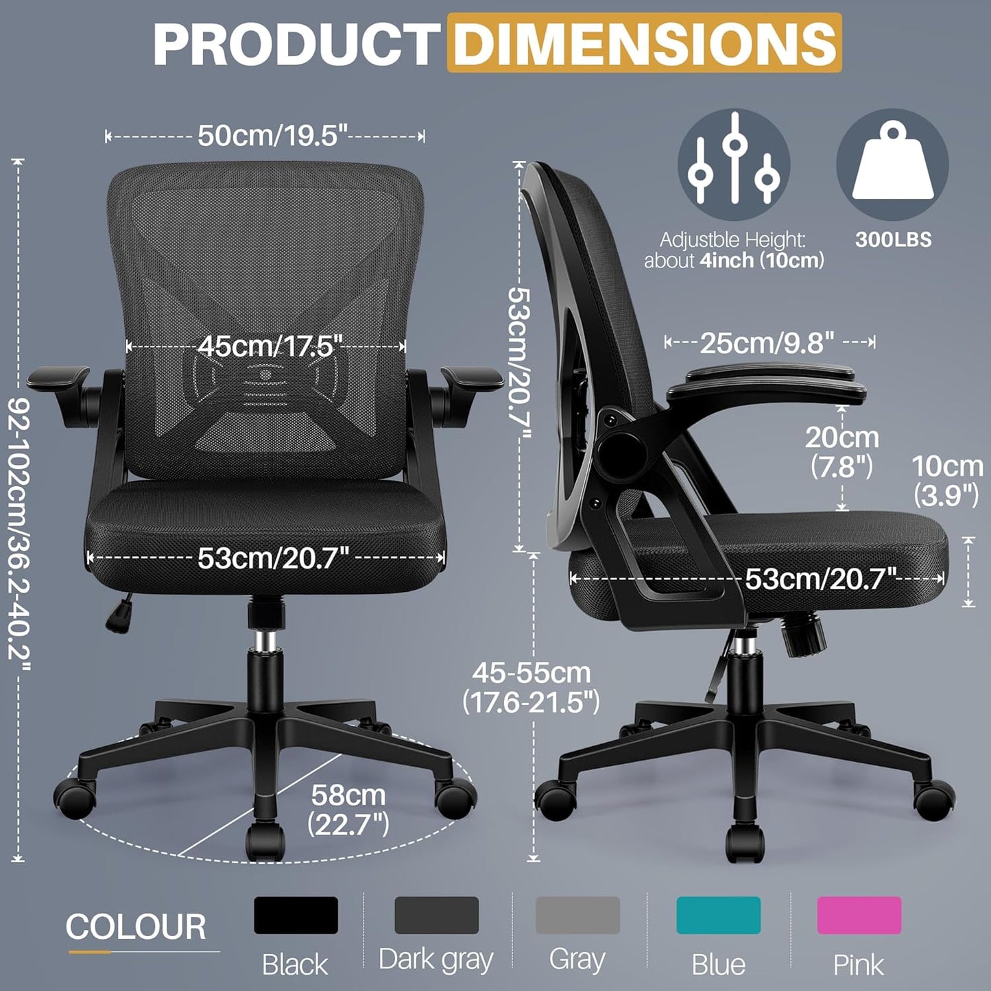 FelixKing Ergonomic Desk Chair Breathable Mesh Task Office Black \NEW