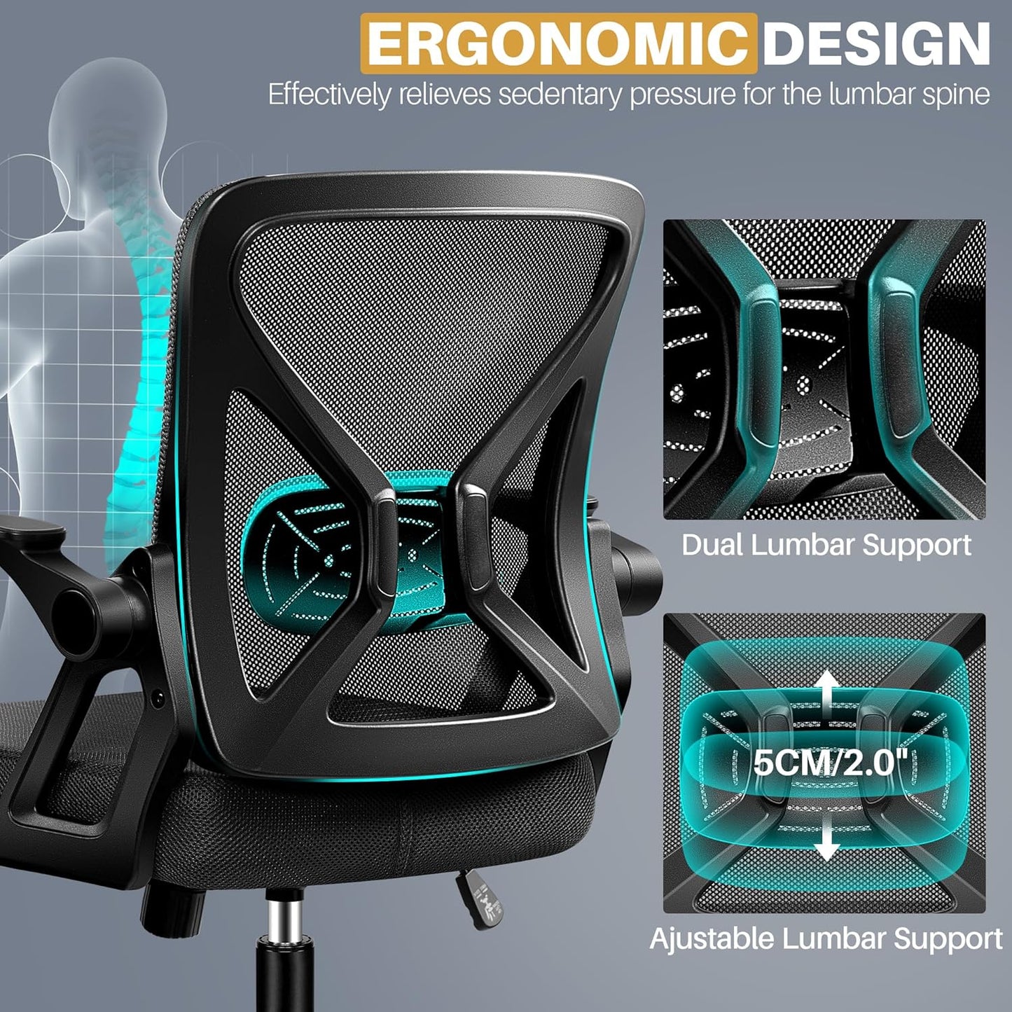 FelixKing Ergonomic Desk Chair Breathable Mesh Task Office Black \NEW