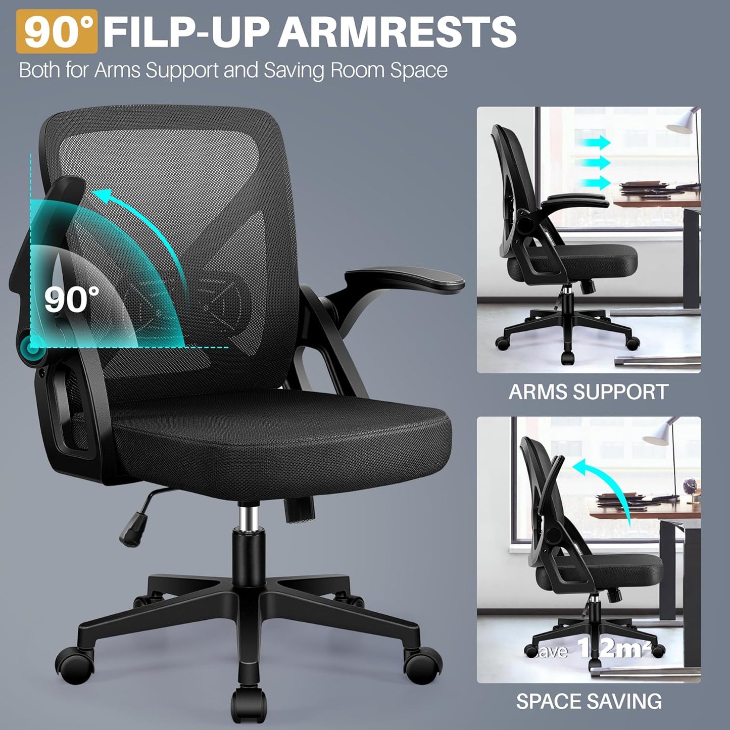 FelixKing Ergonomic Desk Chair Breathable Mesh Task Office Black \NEW