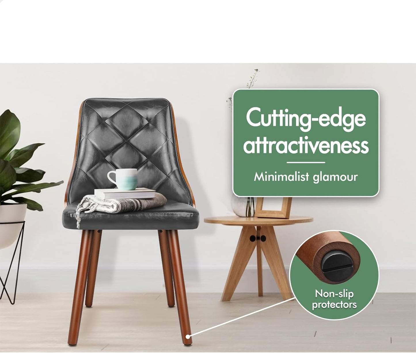 ALFORDSON Bentwood Dining Chairs Set of 2 Faux Leather Black Size 40cm x NEW