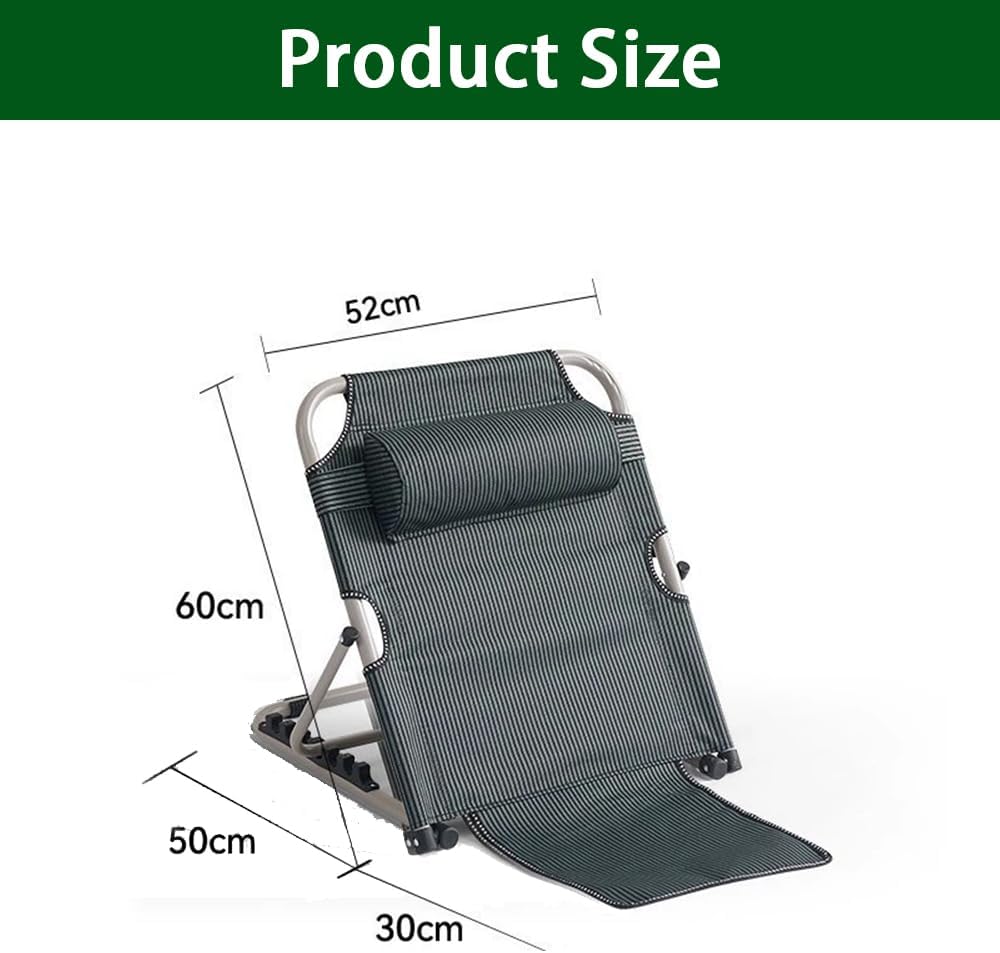Adjustable Folding Reading Pillow with Backrest - Large Green Striped DEMO