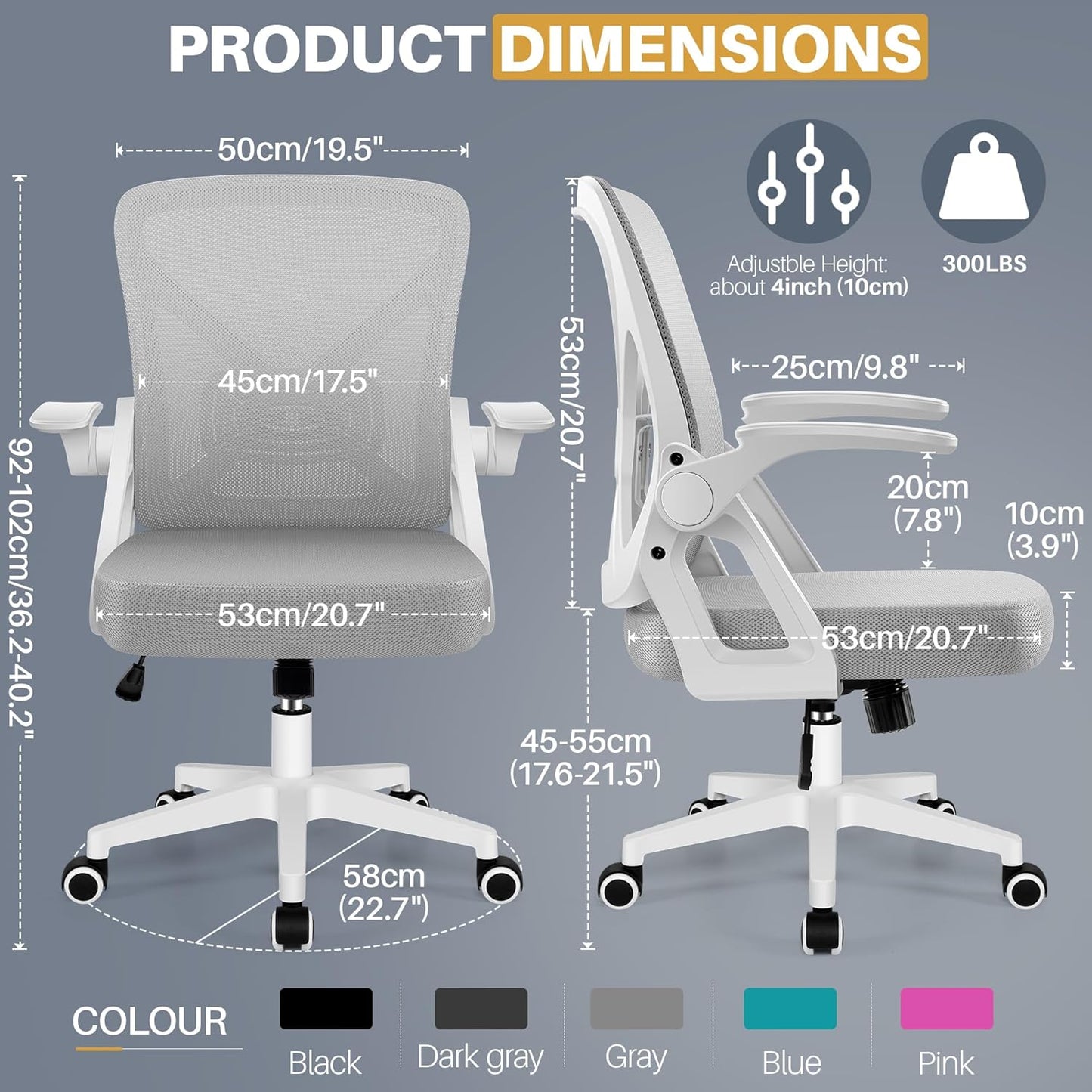 FelixKing Ergonomic Desk Chair Breathable Mesh Task Office with Wheels Size NEW