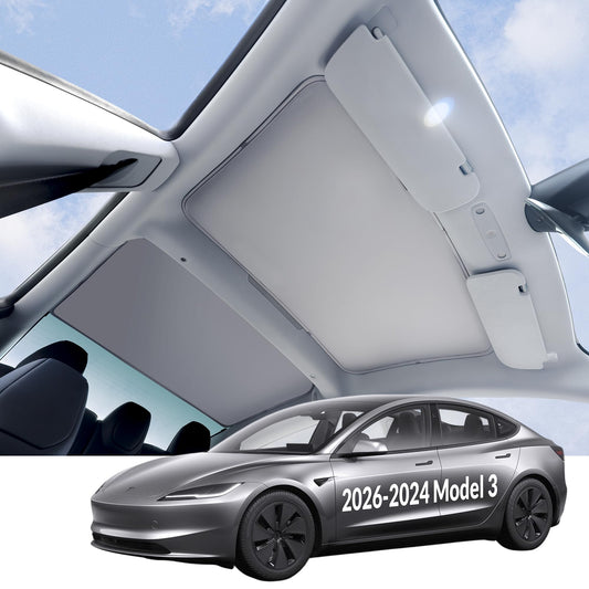 VION Grey Tesla Model 3 Roof Sunshades - Precision Fit Full Coverage DEMO