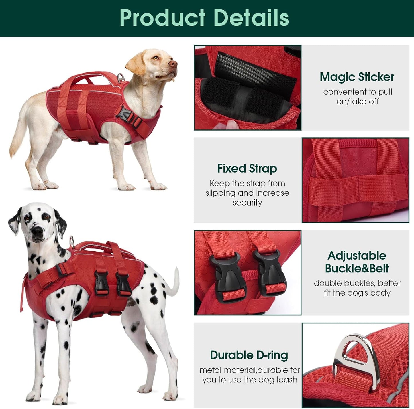 Kuoser Dog Lifejackets Life Jacket High Flotation Reflective Vest for NEW