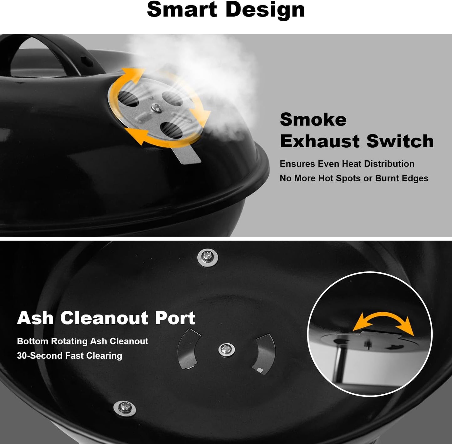 Portable Outdoor Charcoal Grill with 3-Point Locking Lid in Black by gzcmxh NEW