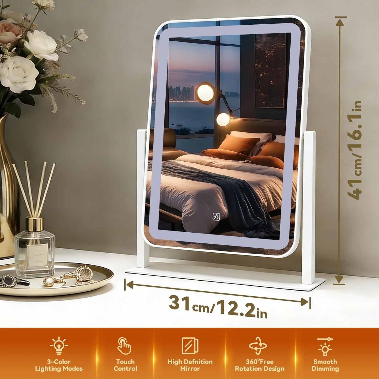 JaJabuy LED Vanity Makeup Mirror with 10X Magnification Bright White NEW