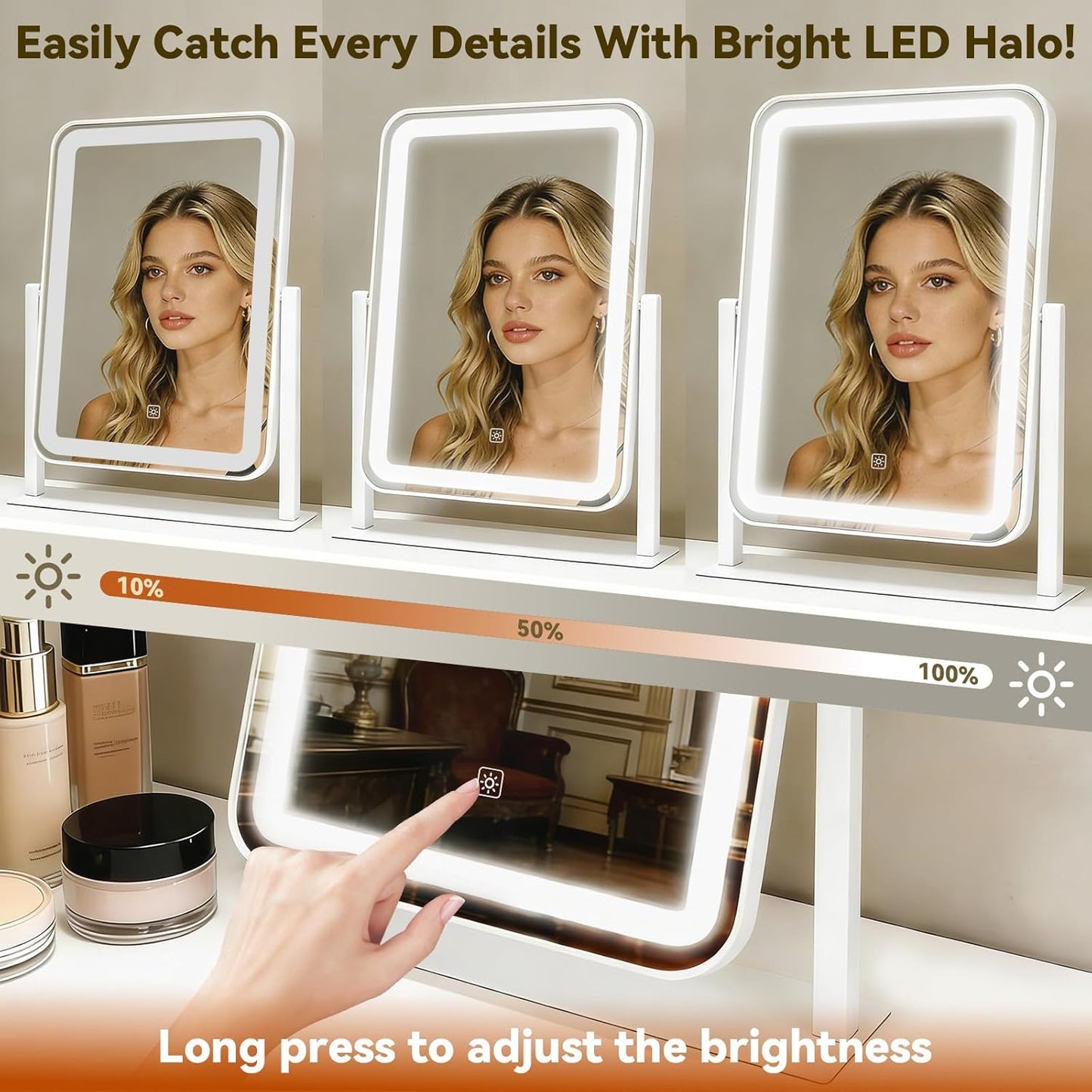 JaJabuy LED Vanity Makeup Mirror with 10X Magnification Bright White NEW
