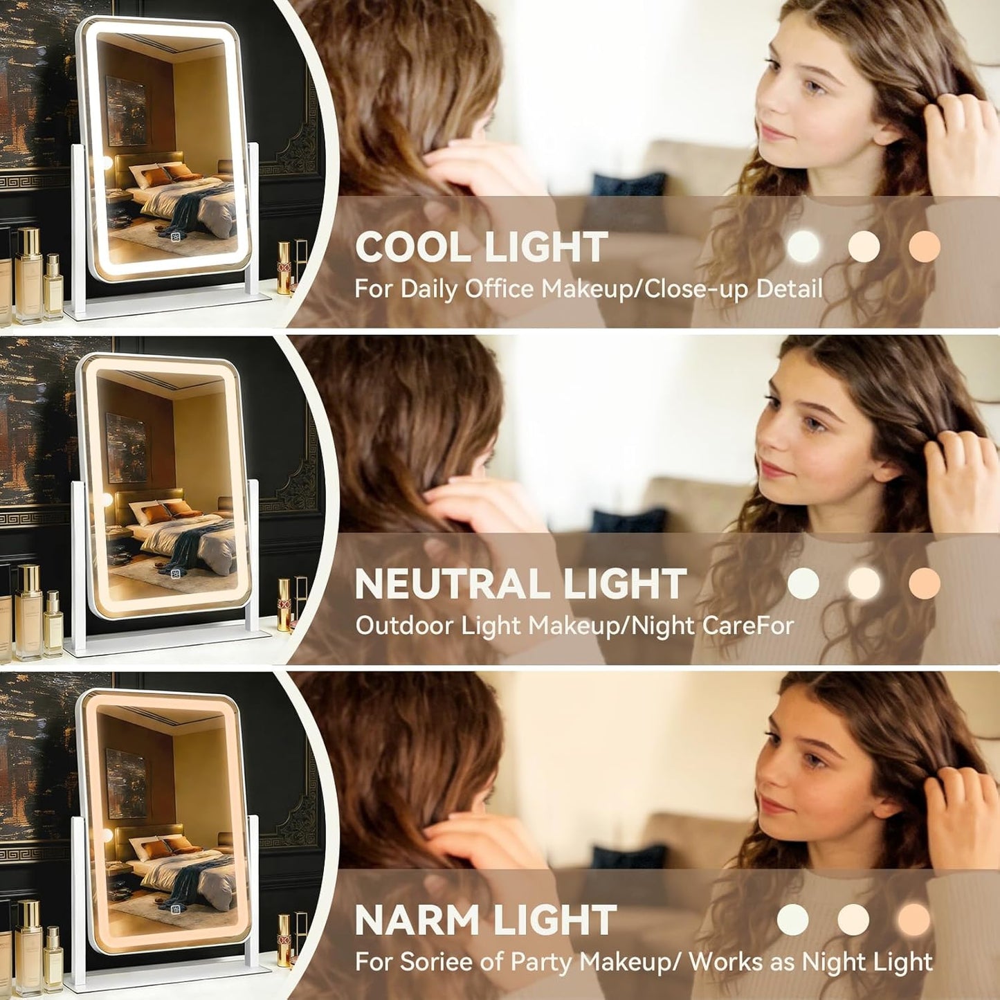 JaJabuy LED Vanity Makeup Mirror with 10X Magnification Bright White NEW