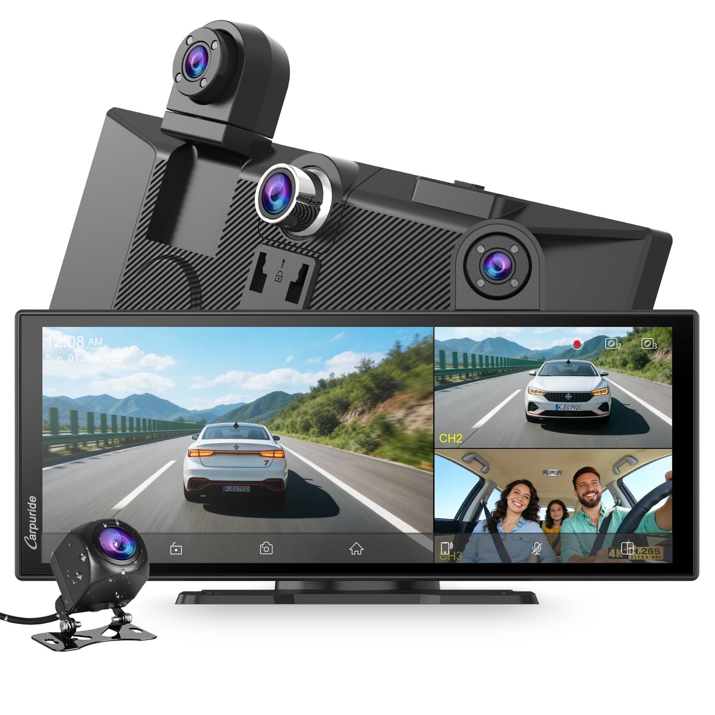 CARPURIDE 11.26 On-Dash-Monitoring Inch 4K 1080P Wireless Carplay Android Auto