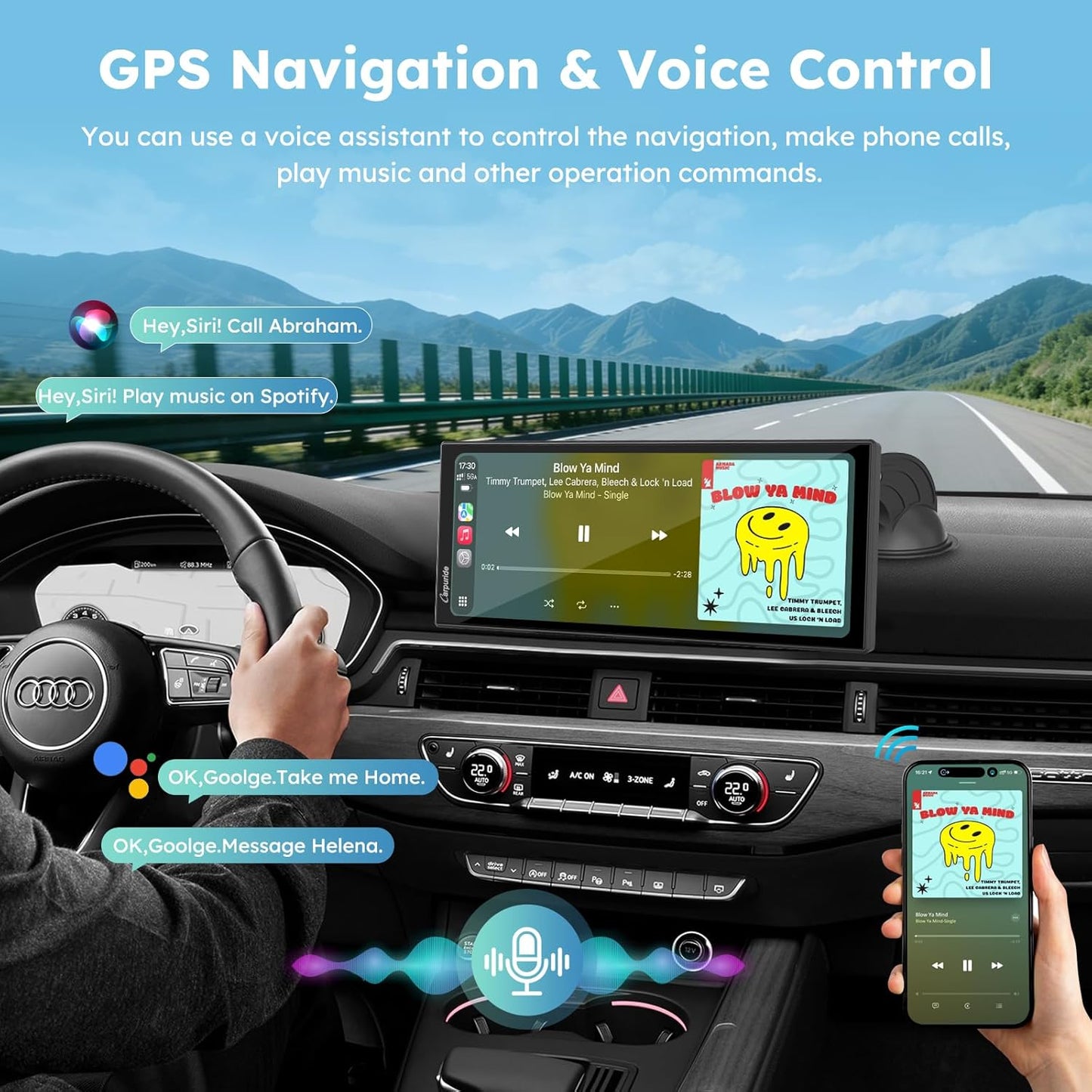 CARPURIDE 11.26 On-Dash-Monitoring Inch 4K 1080P Wireless Carplay Android Auto