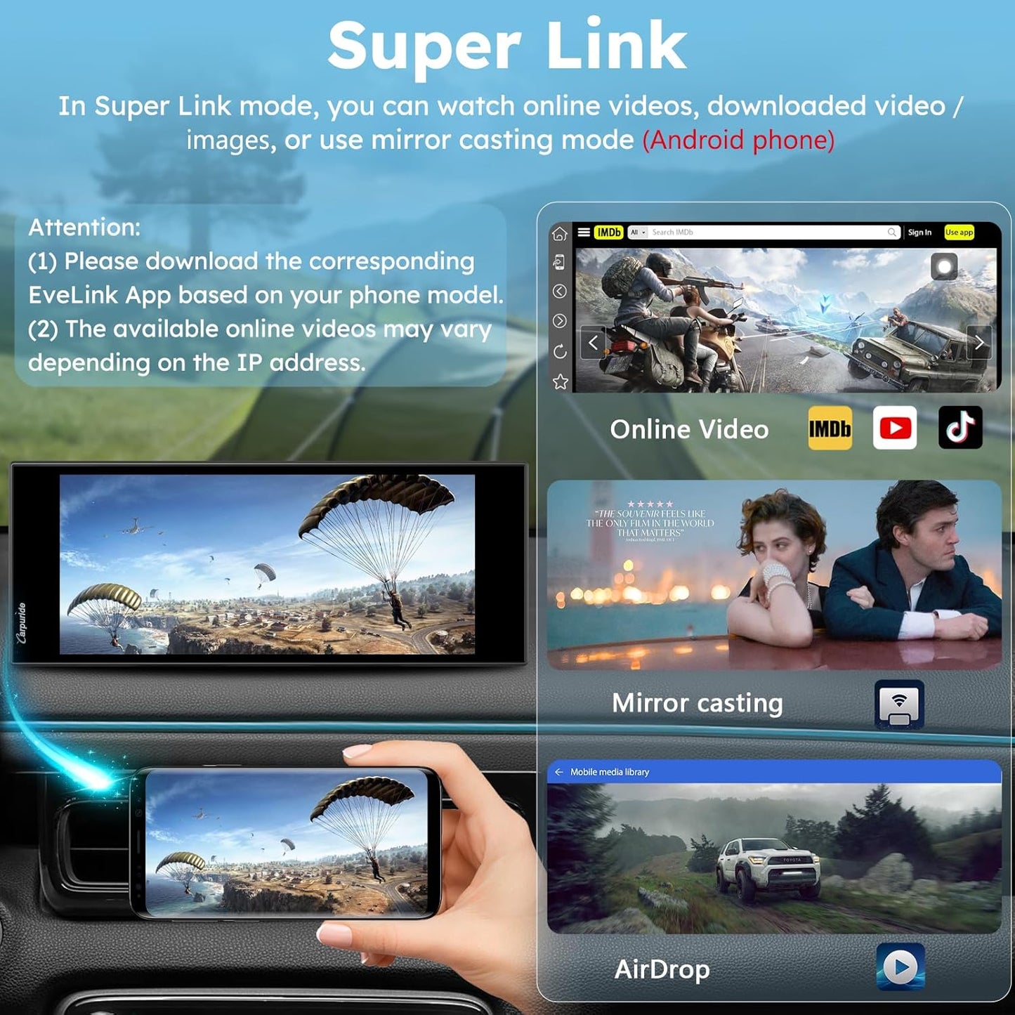 CARPURIDE 11.26 On-Dash-Monitoring Inch 4K 1080P Wireless Carplay Android Auto