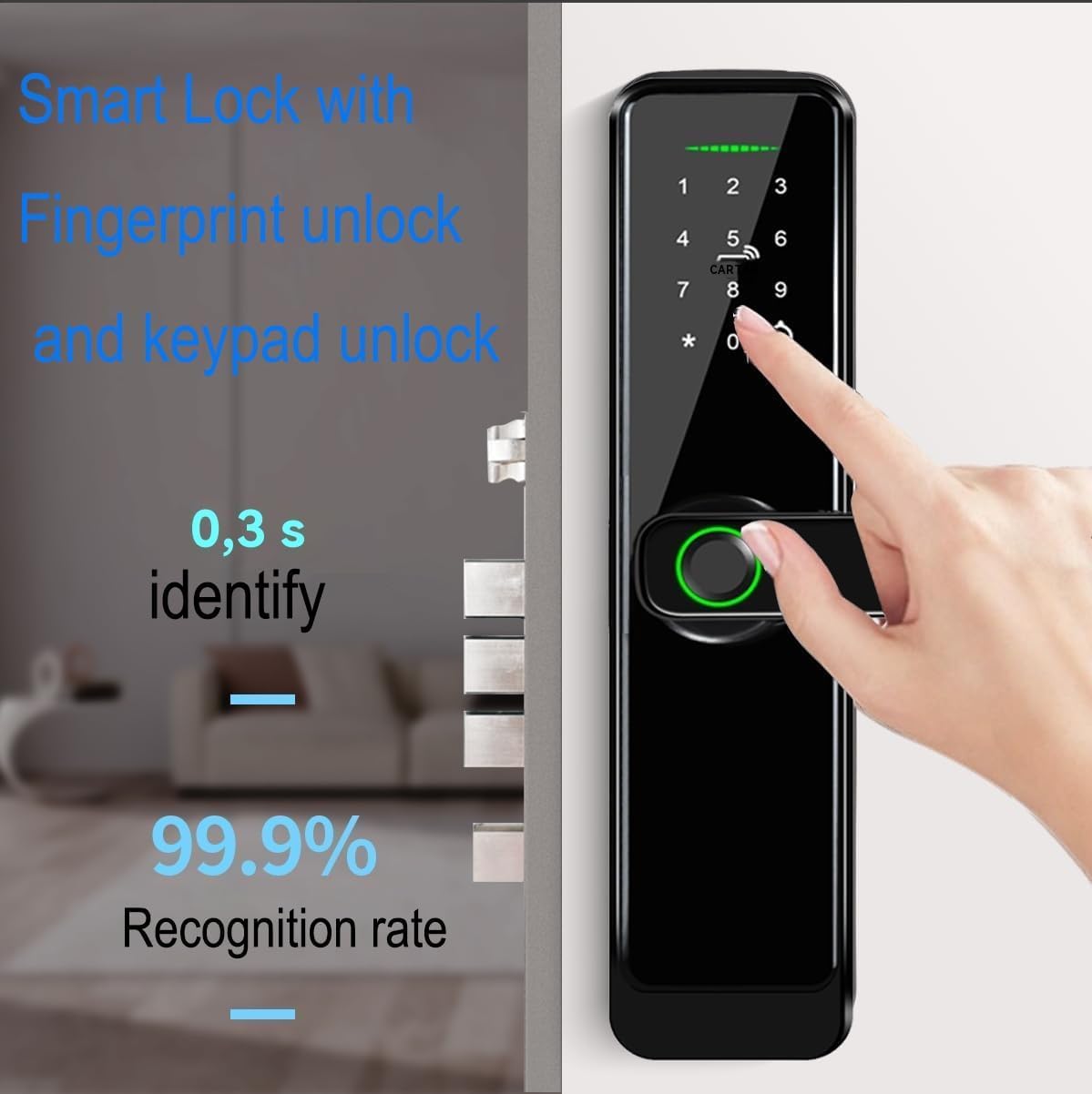 AILRINNI Fingerprint Stops Smart Door Lock Keyless Entry Deadbolt in Black DEMO