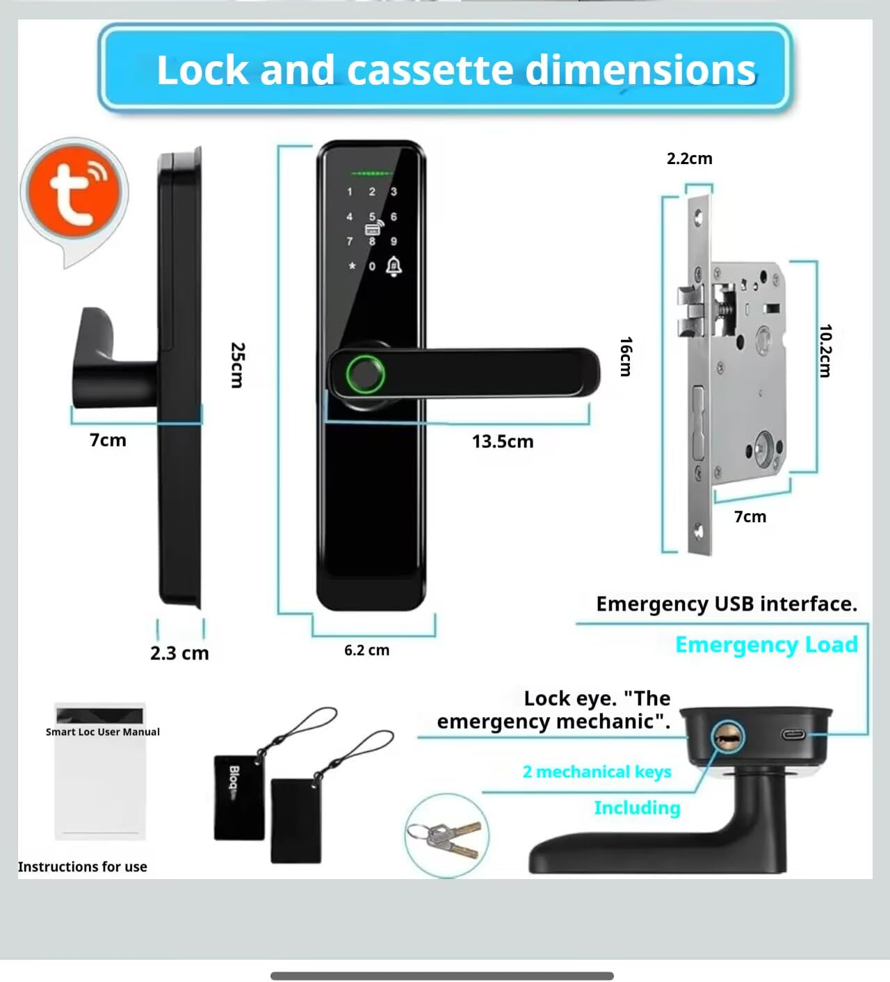 AILRINNI Fingerprint Stops Smart Door Lock Keyless Entry Deadbolt in Black DEMO