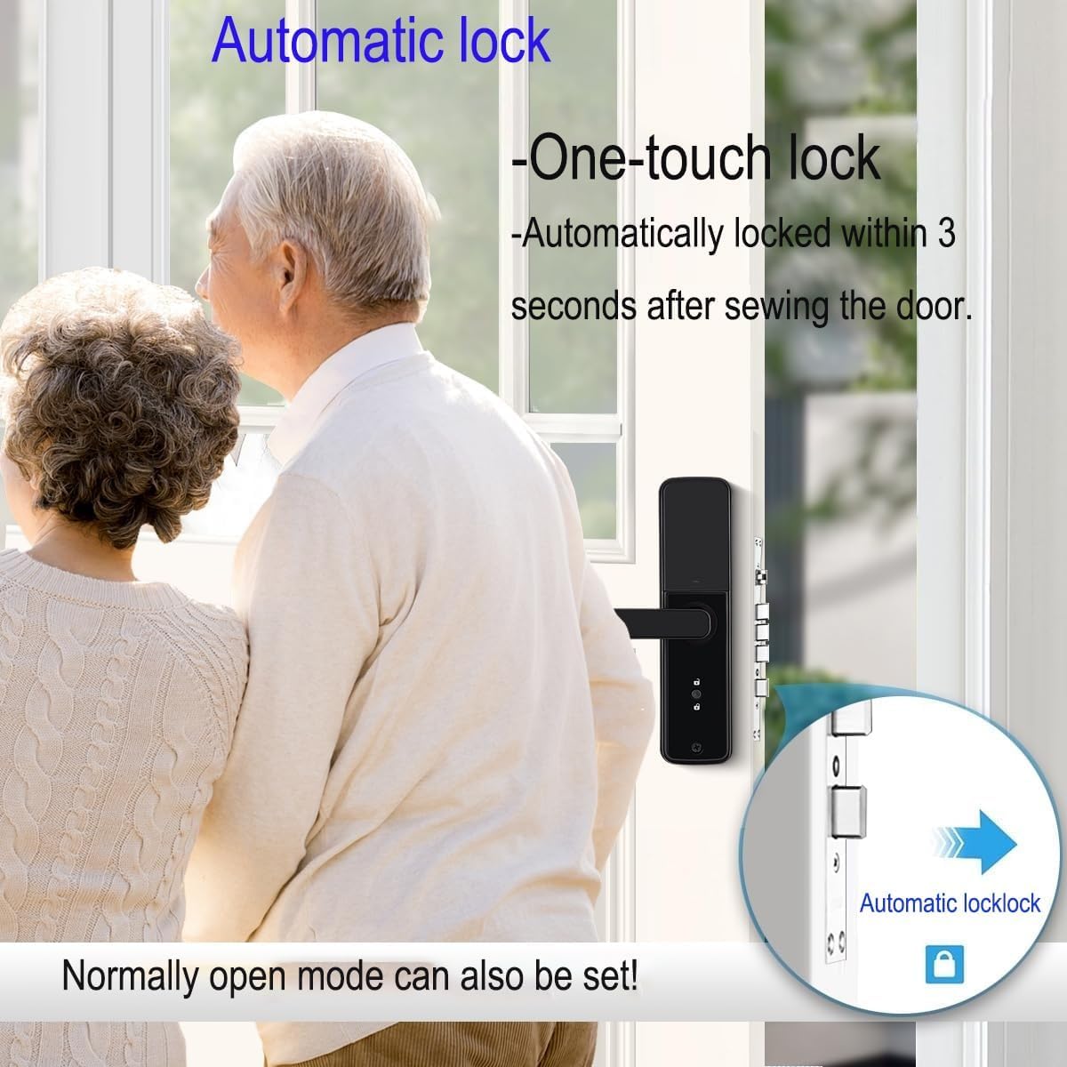 AILRINNI Fingerprint Stops Smart Door Lock Keyless Entry Deadbolt in Black DEMO