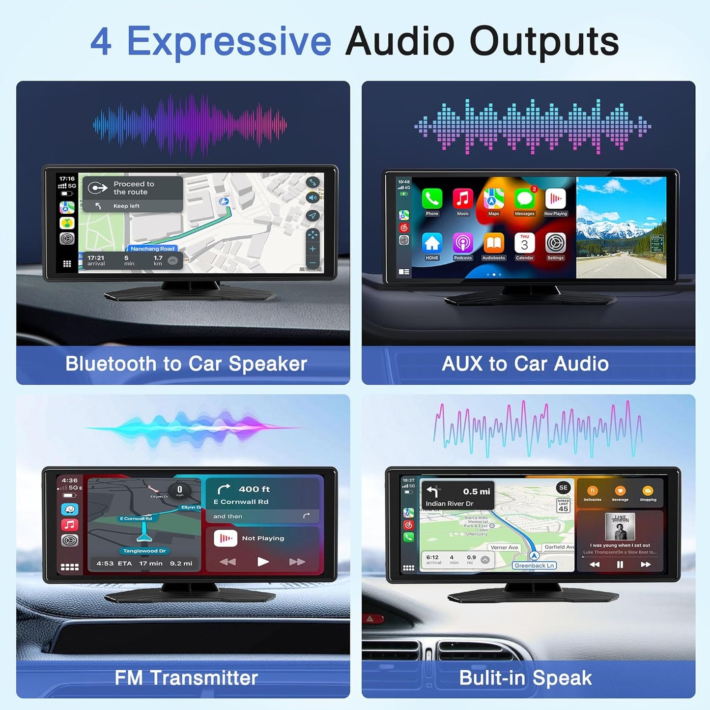 OTNBGSR Portable IPS Android Auto On-Dash-Monitoring System for Cars, Black DEMO