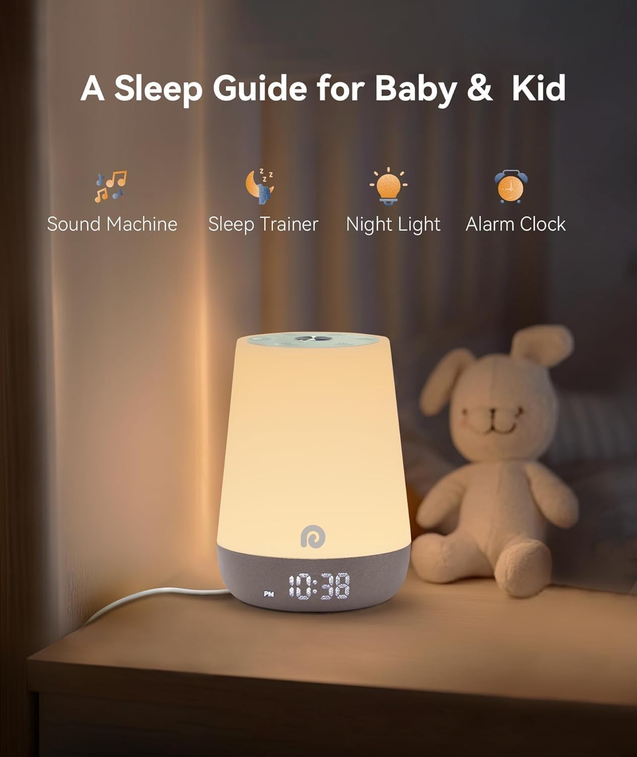 Dreamegg White Noise Machine & Sleep Trainer Clock for Kids - Soothing DEMO