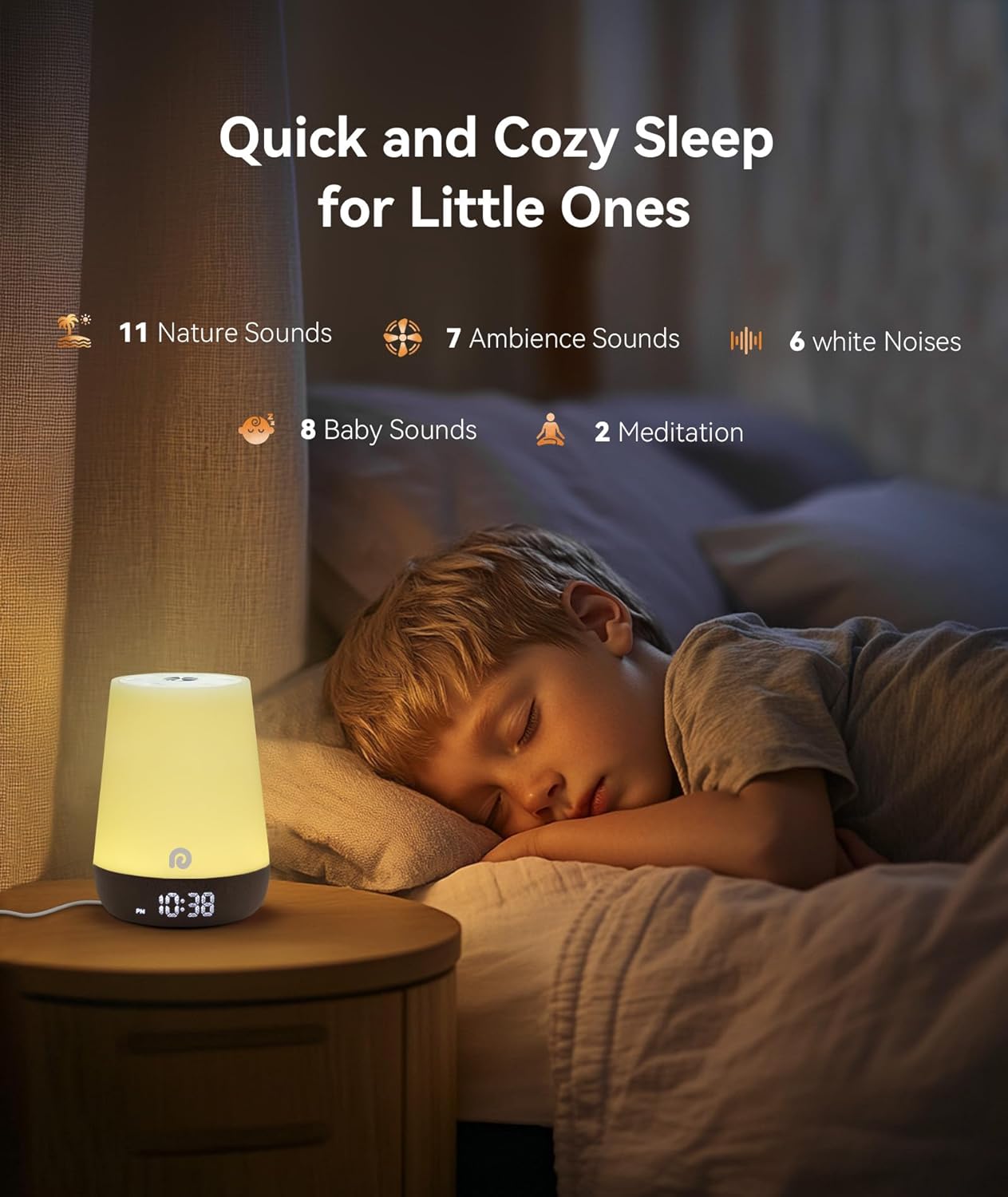 Dreamegg White Noise Machine & Sleep Trainer Clock for Kids - Soothing DEMO